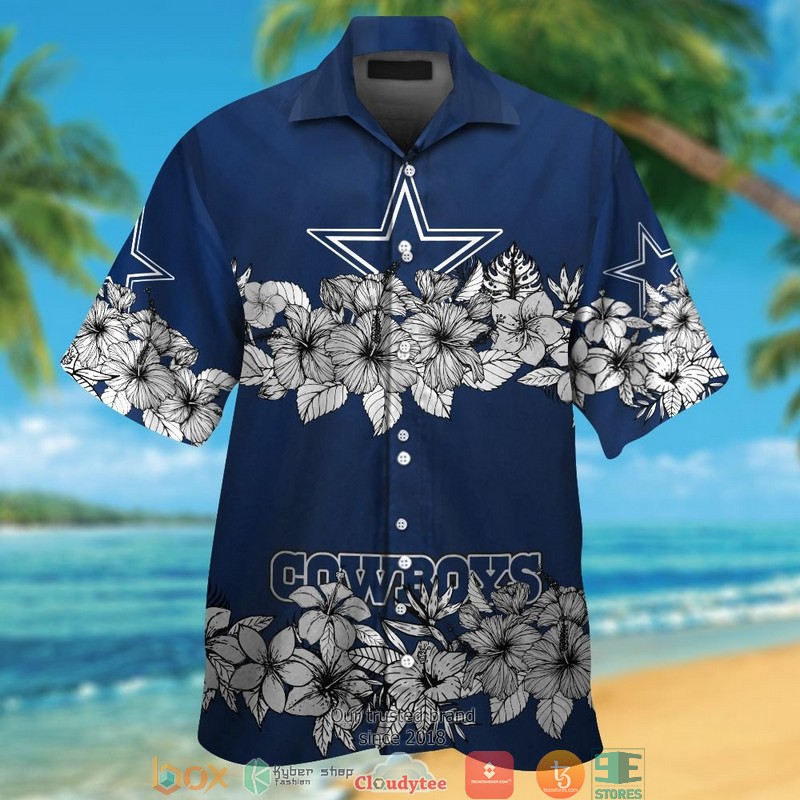 Dallas Cowboys Hibiscus Flower Line Hawaiian Shirt Dallas Cowboys Hibiscus Flower Line Hawaiian Shirt