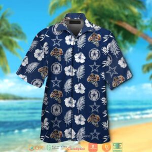 Dallas Cowboys Leaf Hibiscus Pattern Hawaiian Shirt