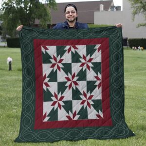 Decorative Blanket - Hunter Star Pattern Dark Green Print Quilt Blanket - Gift Pattern