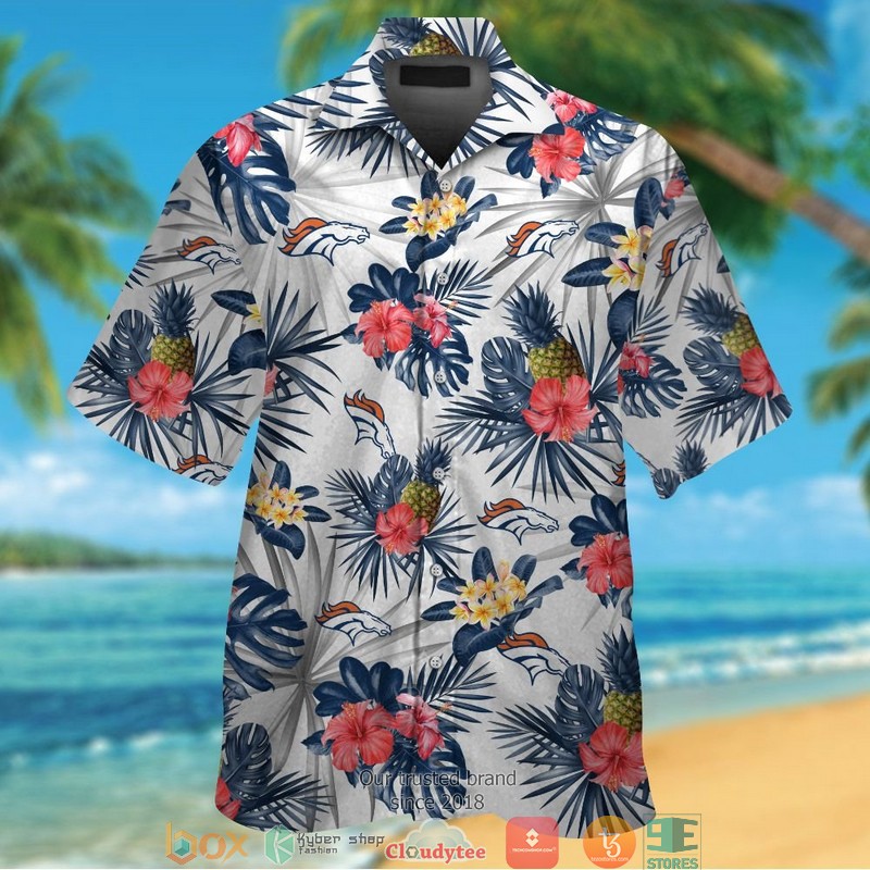Denver Broncos Hibiscus Pineapple Hawaiian Shirt Denver Broncos Hibiscus Pineapple Hawaiian Shirt