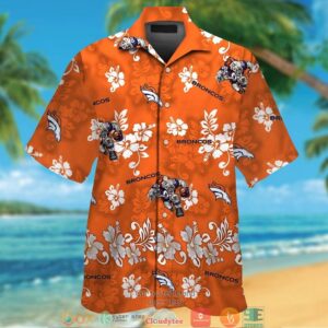 Denver Broncos Hibiscus Flower Orange Hawaiian Shirt