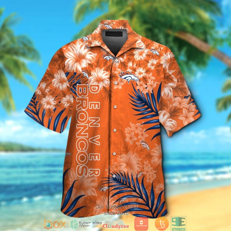 Denver Broncos Hibiscus Leaf Hawaiian Shirt Denver Broncos Hibiscus Leaf Hawaiian Shirt