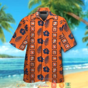 Denver Broncos Hibiscus Leaf Square Pattern Hawaiian Shirt