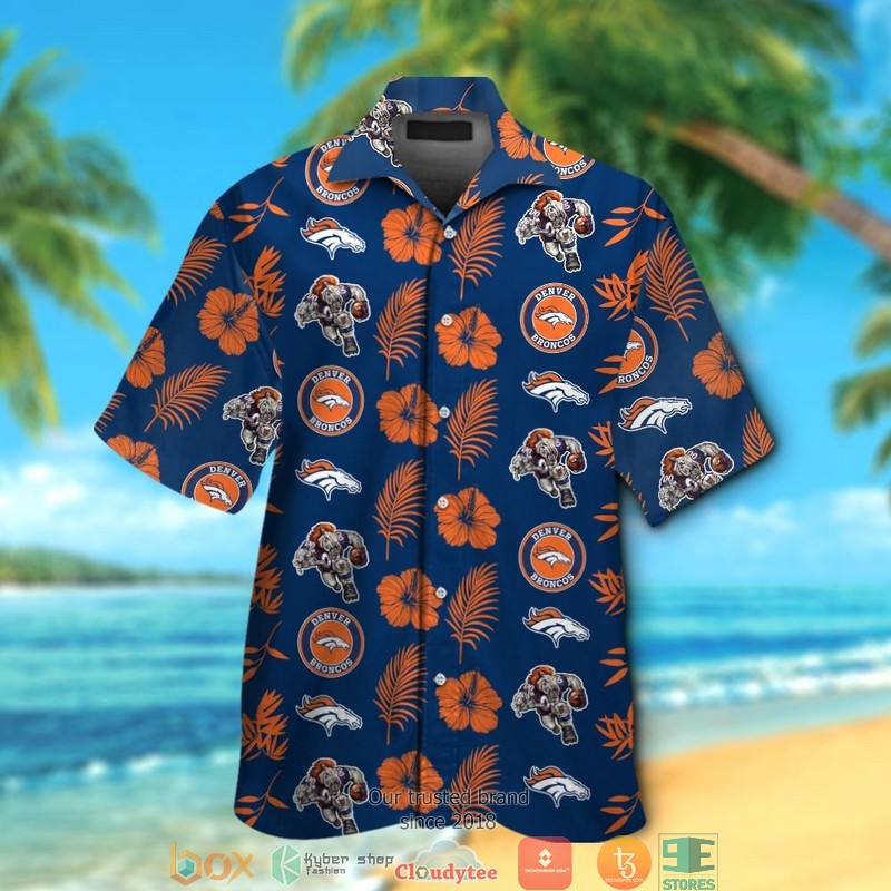Denver Broncos Hibiscus Leaf Pattern Hawaiian Shirt Denver Broncos Hibiscus Leaf Pattern Hawaiian Shirt