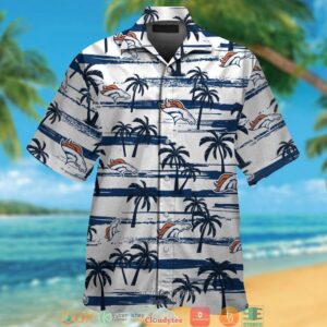 Denver Broncos Navy Coconut White Hawaiian Shirt