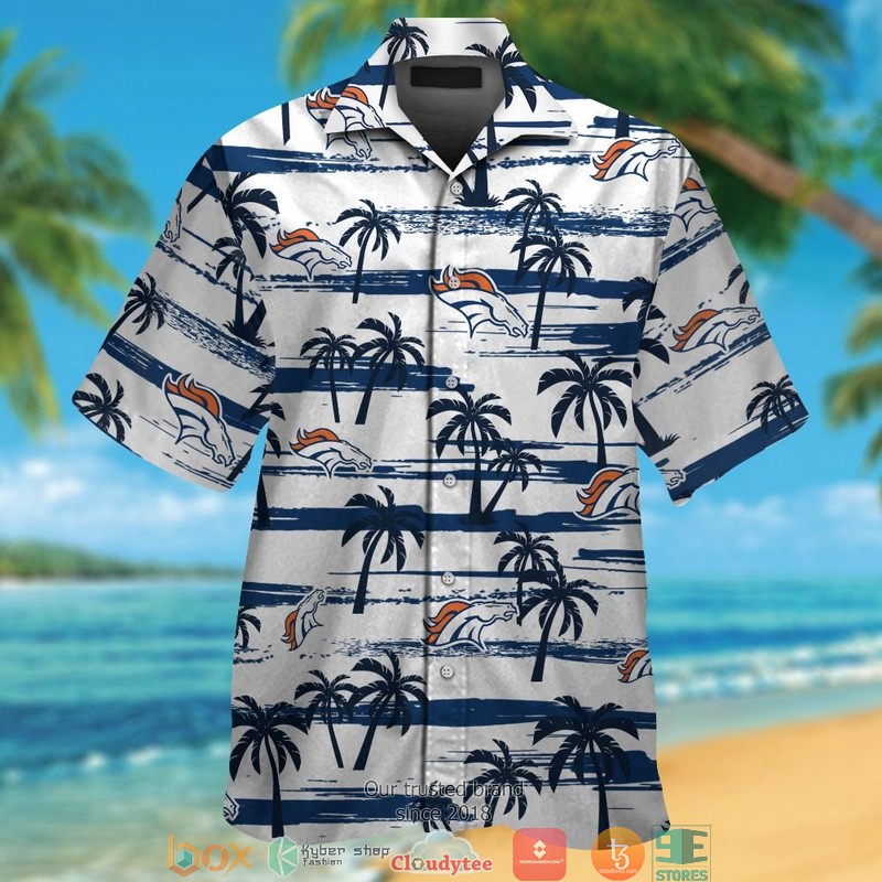 Denver Broncos Navy Coconut White Hawaiian Shirt Denver Broncos Navy Coconut White Hawaiian Shirt
