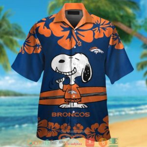 Denver Broncos Snoopy Hibiscus Orange Hawaiian Shirt