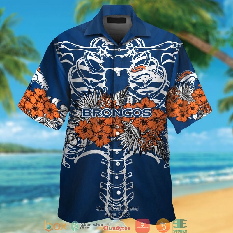 Denver Broncos Backbone Hibiscus Hawaiian Shirt Denver Broncos Backbone Hibiscus Hawaiian Shirt