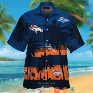 Denver Broncos Coconut Island Navy Orange Hawaiian Shirt
