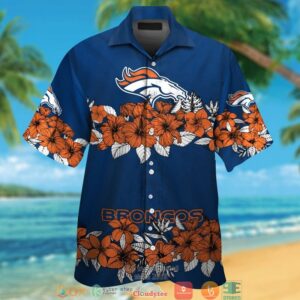Denver Broncos Hibiscus Flower Line Hawaiian Shirt