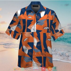 Denver Broncos Navy Orange Pattern Hawaiian Shirt