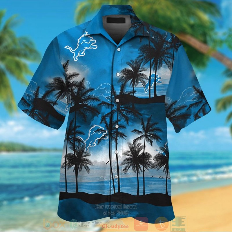Detroit Lions Palm Tree Blue Hawaii Shirt Detroit Lions Palm Tree Blue Hawaii Shirt