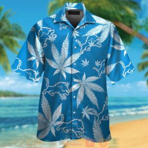 Detroit Lions Weed Blue Hawaiian Shirt And Shorts