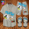 Donald Duck And Gucci Full Print Hawaiian Shirt Beach Shorts And Flip Flops