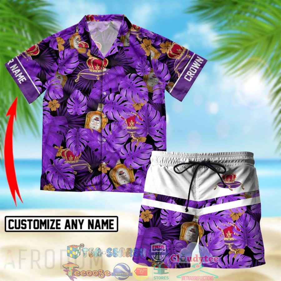 Personalized Name Crown Royal Tropical Leaves Hawaiian Shirt Beach Shorts Personalized Name Crown Royal Tropical Leaves Hawaiian Shirt Beach Shorts