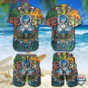 Nfl Detroit Lions Grateful Dead Bears Hawaiian Shirt And Shorts