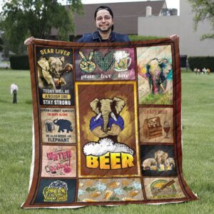 Elephant Quilt Blanket - Elephant Drinking Barley Pattern Print Quilt Blanket - Elephant Gift Ideas