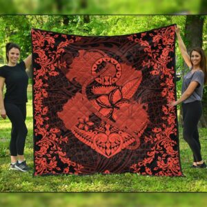 FamilyGater Quilt - Hawaii Anchor Hibiscus Flower Vintage Premium Quilts - AH - Orange - J5C