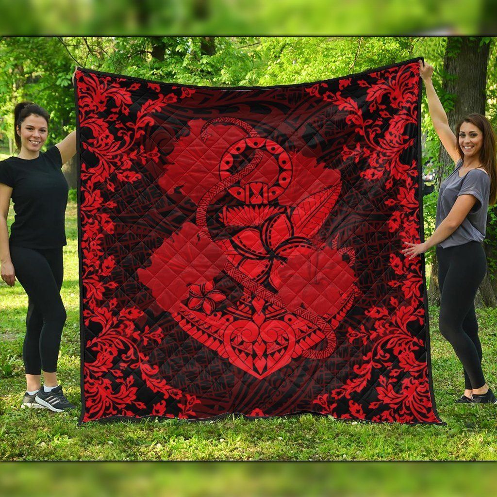 FamilyGater Quilt - Hawaii Anchor Hibiscus Flower Vintage Premium Quilts - AH - Red - J5C FamilyGater Quilt - Hawaii Anchor Hibiscus Flower Vintage Premium Quilts - AH - Red - J5C