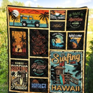FamilyGater Quilt - Hawaii Culture Vintage Premium Quilt Black - AH J2