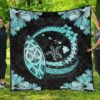 FamilyGater Quilt - Hawaii Hibiscus Map Hidden Polynesian Tourquoise Premium Quilt - AH - J14