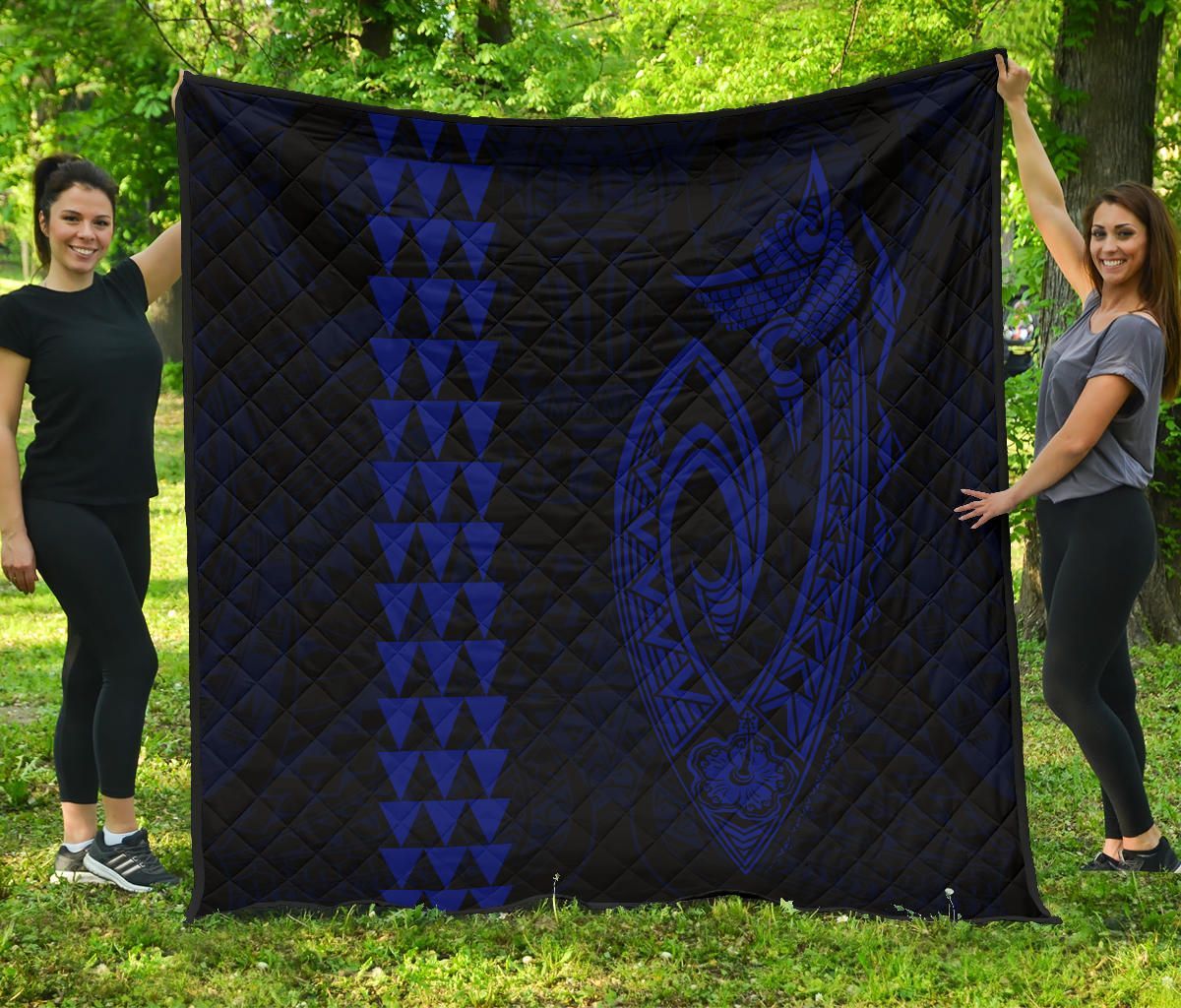 FamilyGater Quilt - Hawaii Kakau Makau Fish Hook Polynesian Premium Quilt - Blue - AH - J6 FamilyGater Quilt - Hawaii Kakau Makau Fish Hook Polynesian Premium Quilt - Blue - AH - J6