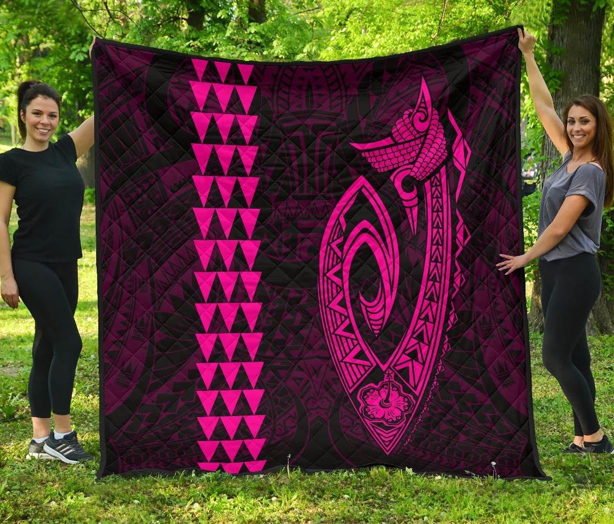 FamilyGater Quilt - Hawaii Kakau Makau Fish Hook Polynesian Premium Quilt - Pink - AH - J6 FamilyGater Quilt - Hawaii Kakau Makau Fish Hook Polynesian Premium Quilt - Pink - AH - J6