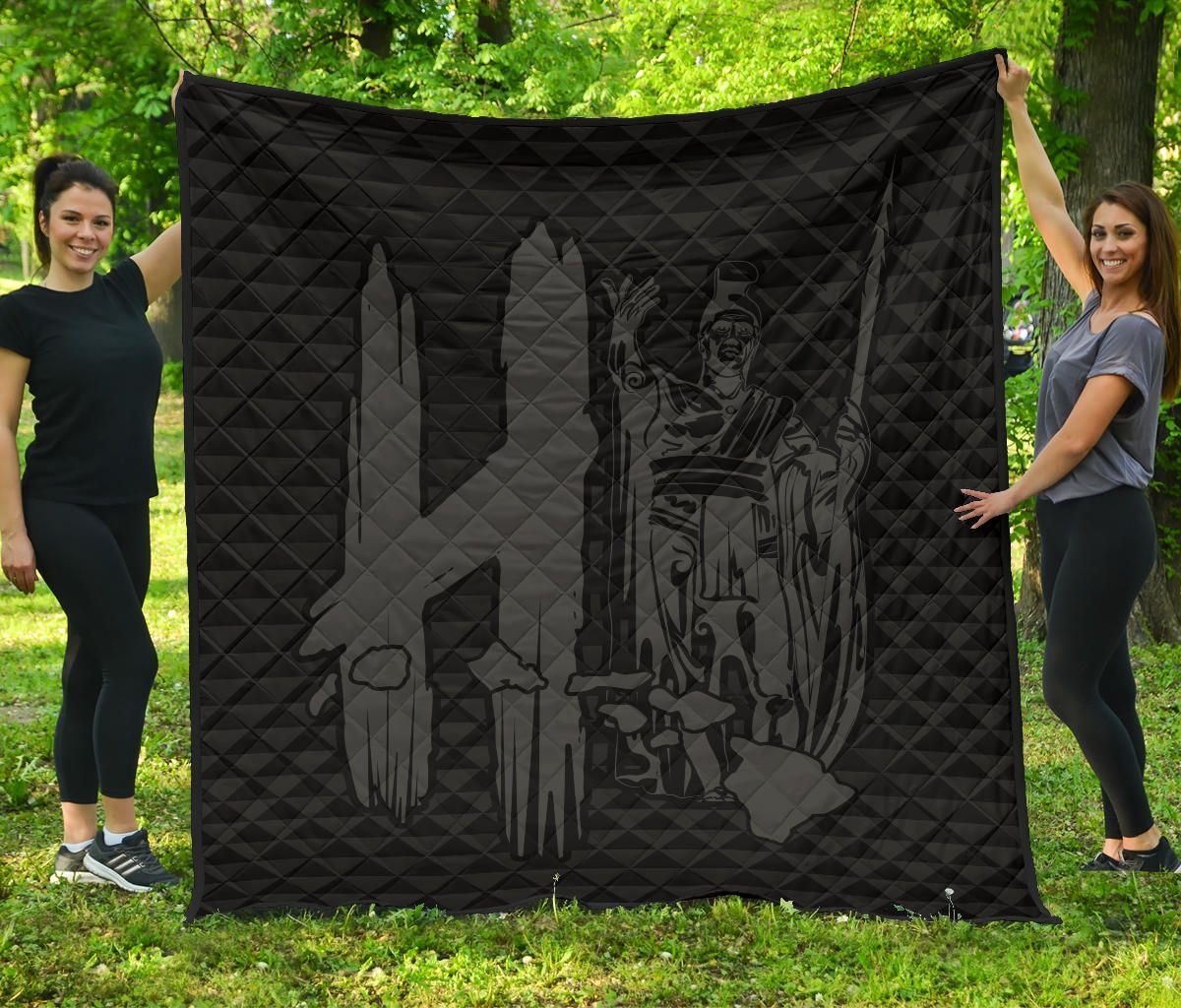 FamilyGater Quilt - Hawaii Kakau Map King Kamehameha Premium Quilt Grey - AH - JR FamilyGater Quilt - Hawaii Kakau Map King Kamehameha Premium Quilt Grey - AH - JR