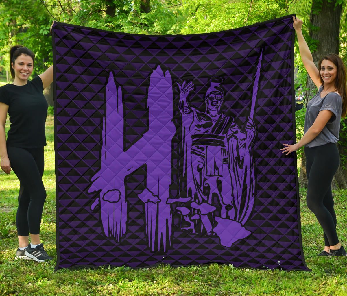 FamilyGater Quilt - Hawaii Kakau Map King Kamehameha Premium Quilt Purple - AH - JR FamilyGater Quilt - Hawaii Kakau Map King Kamehameha Premium Quilt Purple - AH - JR