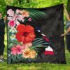 FamilyGater Quilt - Hawaii Map Hibiscus Quilt - AH J0