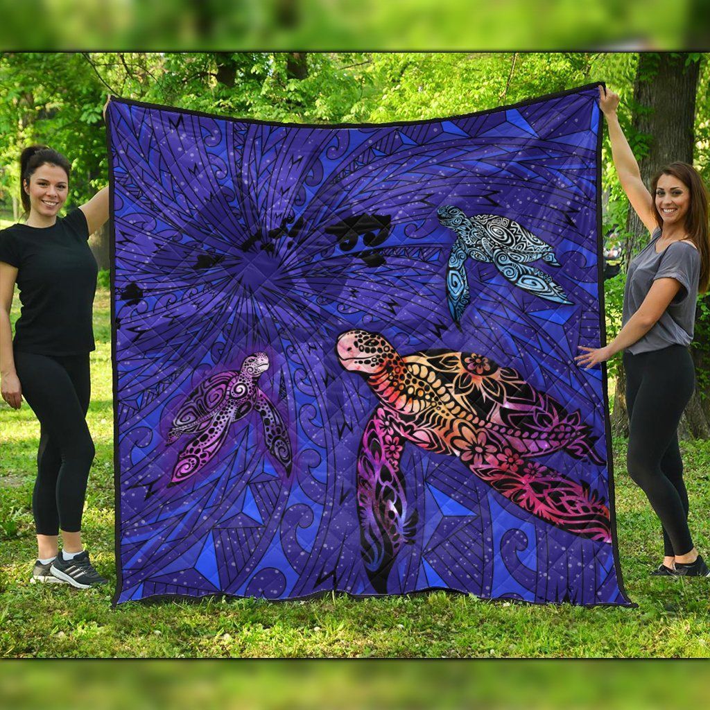 FamilyGater Quilt - Hawaii Map Kanaka Turtle Premium Quilts - Volcano Style - Galaxy - AH - J5C FamilyGater Quilt - Hawaii Map Kanaka Turtle Premium Quilts - Volcano Style - Galaxy - AH - J5C