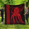 FamilyGater Quilt - Hawaii Octopus KaKau Polynesian Premium Quilts - Red - AH - J4C