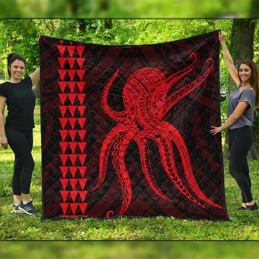 FamilyGater Quilt - Hawaii Octopus KaKau Polynesian Premium Quilts - Red - AH - J4C FamilyGater Quilt - Hawaii Octopus KaKau Polynesian Premium Quilts - Red - AH - J4C
