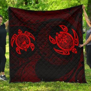 FamilyGater Quilt - Hawaii Polynesian Turtle Premium Quilt Red - AH - J7