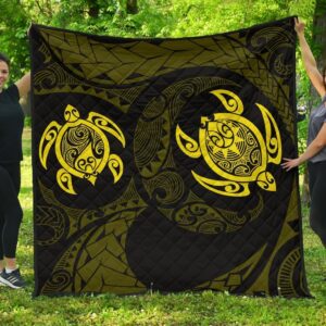 FamilyGater Quilt - Hawaii Polynesian Turtle Premium Quilt Yellow - AH - J7