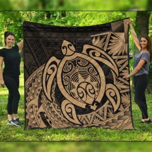 FamilyGater Quilt - Hawaii Polynesian Turtle Premium Quilts - Gold - AH - J4C