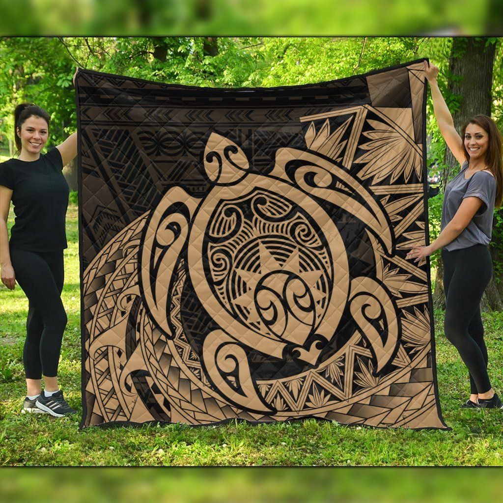 FamilyGater Quilt - Hawaii Polynesian Turtle Premium Quilts - Gold - AH - J4C FamilyGater Quilt - Hawaii Polynesian Turtle Premium Quilts - Gold - AH - J4C