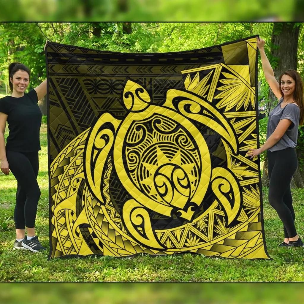 FamilyGater Quilt - Hawaii Polynesian Turtle Premium Quilts - Yellow - AH - J4C FamilyGater Quilt - Hawaii Polynesian Turtle Premium Quilts - Yellow - AH - J4C