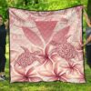 FamilyGater Quilt - Hawaii Turtle Kanaka Plumeria Polynesian Pink Premium Quilt - AH - J4