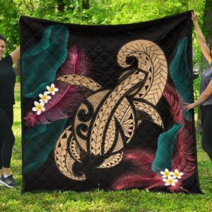 FamilyGater Quilt - Hawaii Turtle Polynesian Tropical Premium Quilt - Ghia Style Gold - AH - J4