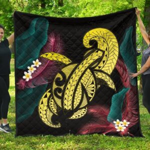 FamilyGater Quilt - Hawaii Turtle Polynesian Tropical Premium Quilt - Ghia Style Yellow - AH - J4