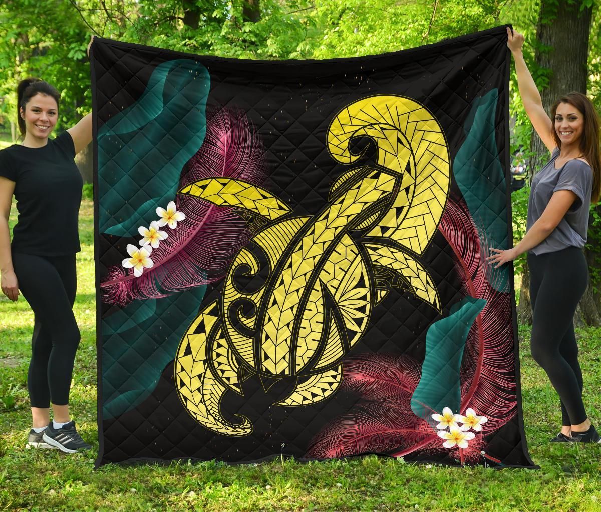 FamilyGater Quilt - Hawaii Turtle Polynesian Tropical Premium Quilt - Ghia Style Yellow - AH - J4 FamilyGater Quilt - Hawaii Turtle Polynesian Tropical Premium Quilt - Ghia Style Yellow - AH - J4
