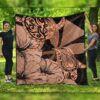 FamilyGater Quilt - Hawaii Turtle Premium Quilts Polynesian Hibiscus Art Ver 2.0 Orange - AH - JRC