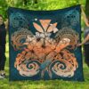FamilyGater Quilt - Hawaii Turtle Wave Polynesian Premium Quilt - Hey Style Orange - AH - J4