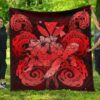 FamilyGater Quilt - Hawaii Turtle Wave Polynesian Premium Quilt - Hey Style Red - AH - J4