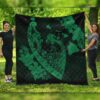 FamilyGater Quilt - Hawaiian Fish Hook Hibiscus Banzai Surfing Polynesian Premium Quilts Green - AH - J5C