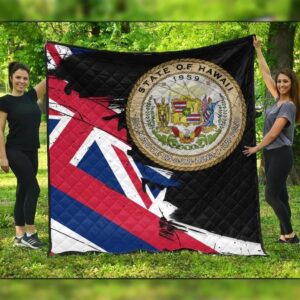 FamilyGater Quilt - Hawaiian Flag Coat Of Arms Of Hawaii Polynesian Premium Quilts - Classic Style - J5C