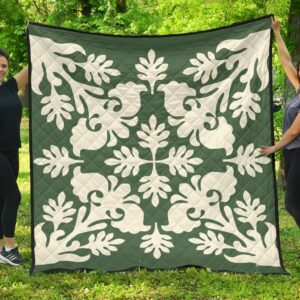 FamilyGater Quilt - Hawaiian Flower Tropical Pattern Premium Quilt - Green - Argu Style - AH - J2