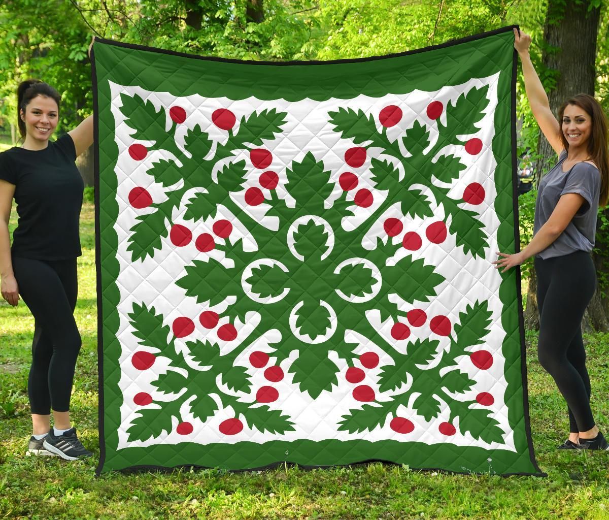 FamilyGater Quilt - Hawaiian Fresh Fruit Tropical Pattern Premium Quilt - Green - Argu Style - AH - J2 FamilyGater Quilt - Hawaiian Fresh Fruit Tropical Pattern Premium Quilt - Green - Argu Style - AH - J2