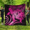 FamilyGater Quilt - Hawaiian - Hawaii Turtle Hibiscus Polynesian Vintage Premium Quilts - Pink - AH - J4C